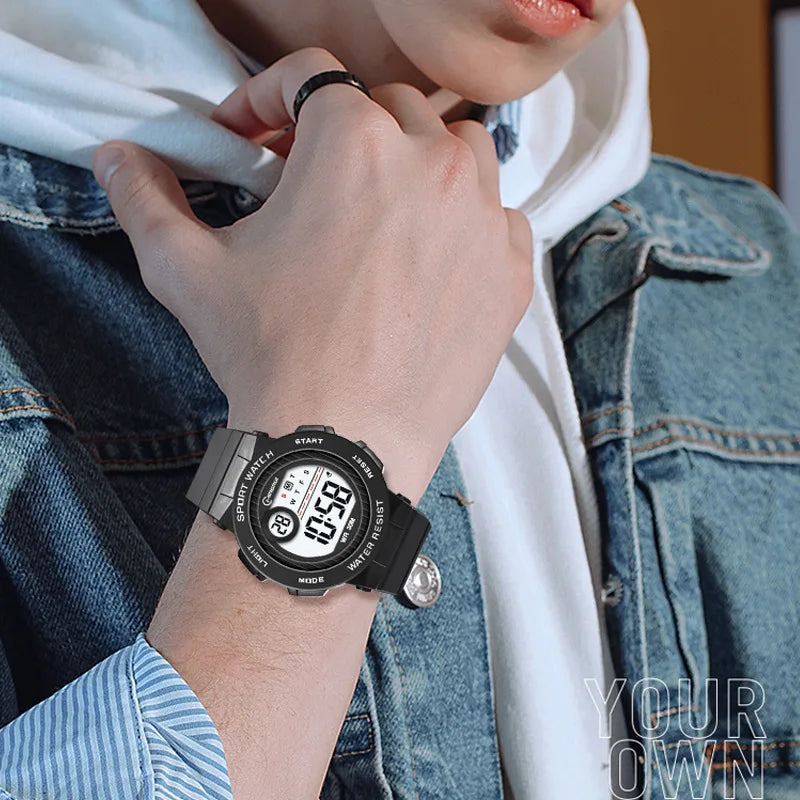 Children's Waterproof LED Alarm Clock with Night Light & Fashionable Color Options