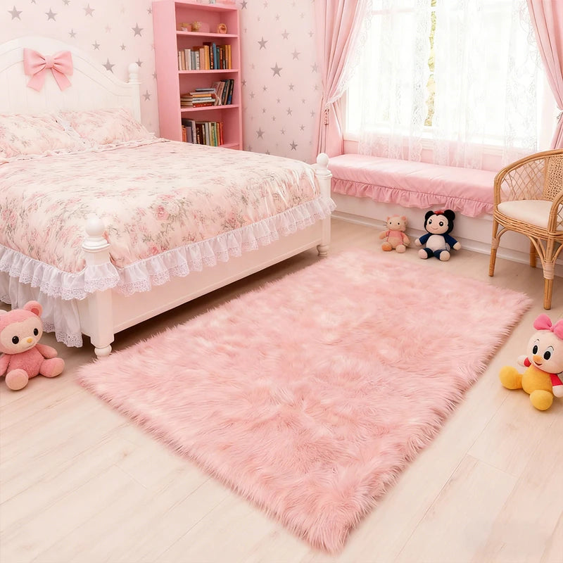 Fluffy Furry Area Rug 10x12 for Living Room & Bedroom - Shaggy Plush Rectangle Carpet