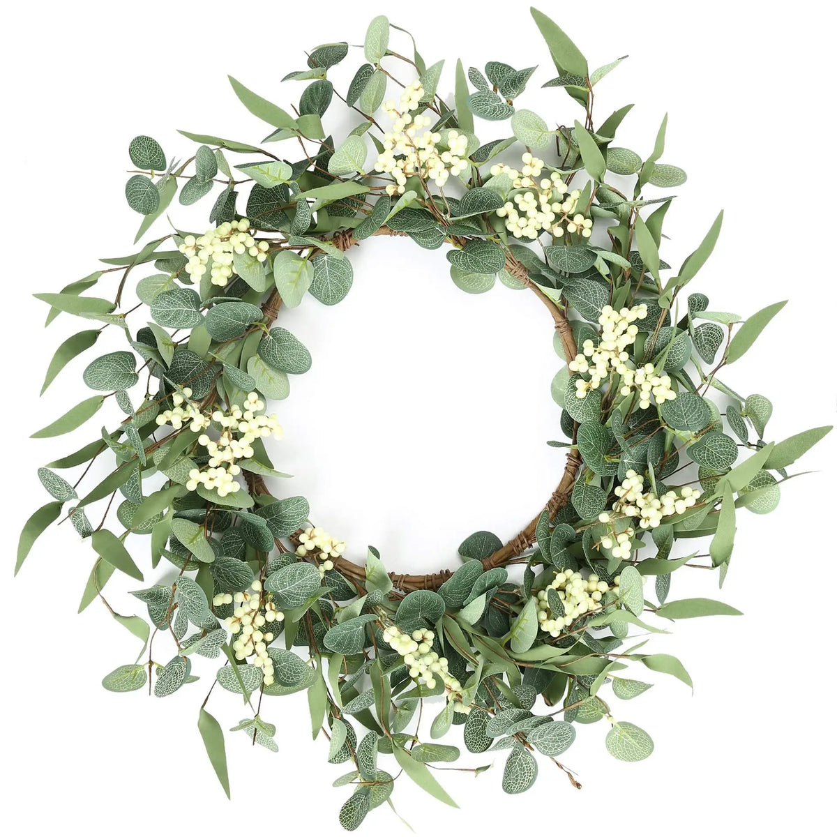 45cm Easter Holiday Garden Rattan Wreath with Eucalyptus Leaf Decor - All Colors