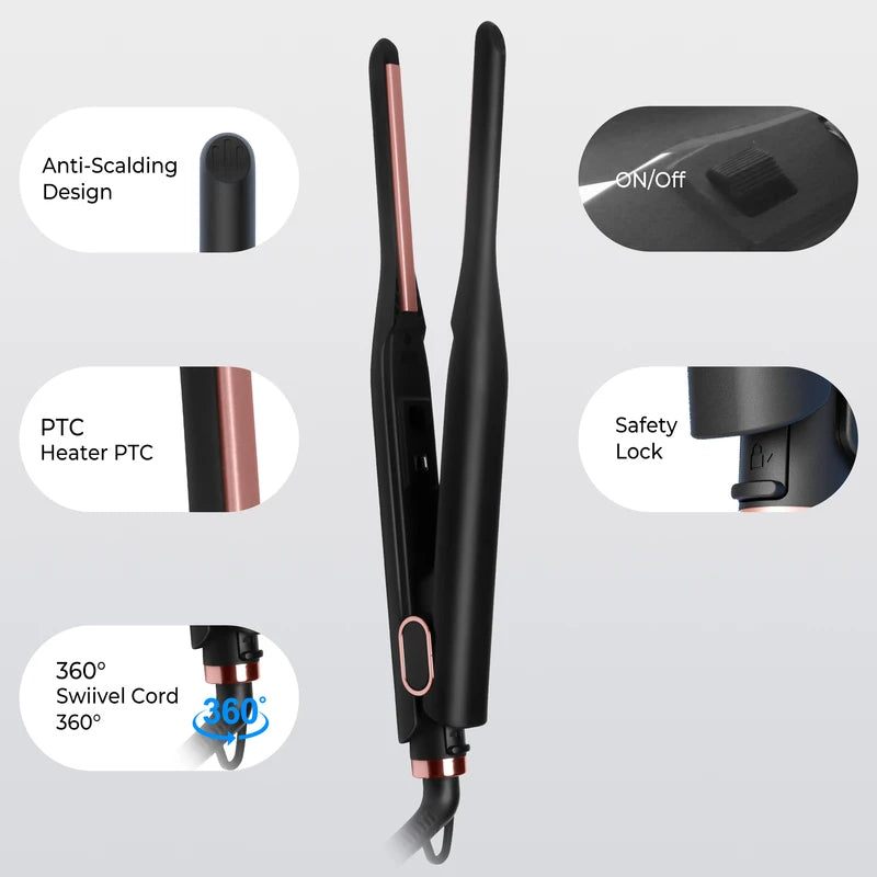 Mini Flat Iron for Short Hair - Ceramic Beard & Hair Straightener