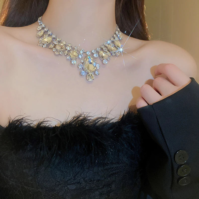 Elegant Rhinestone Crystal Necklace for Women - Party Wedding Jewelry