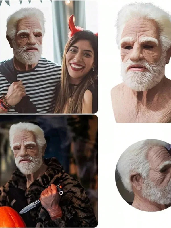 Realistic Old Man Halloween Mask - Full Face Role Play Mask for Parties & Events