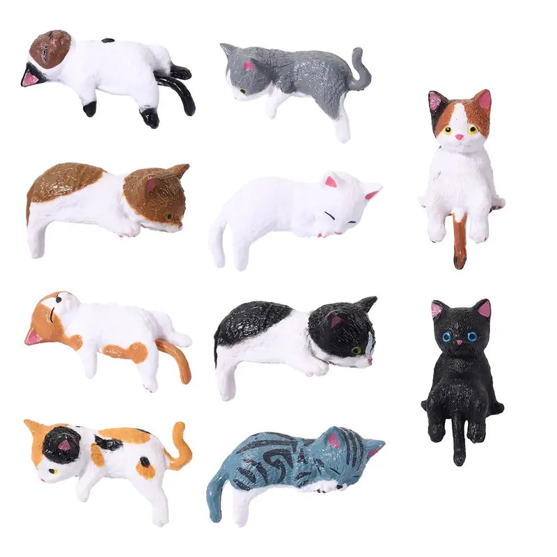 Cute Cat Figurines Set Resin Desk Decor for Car, Home & Office