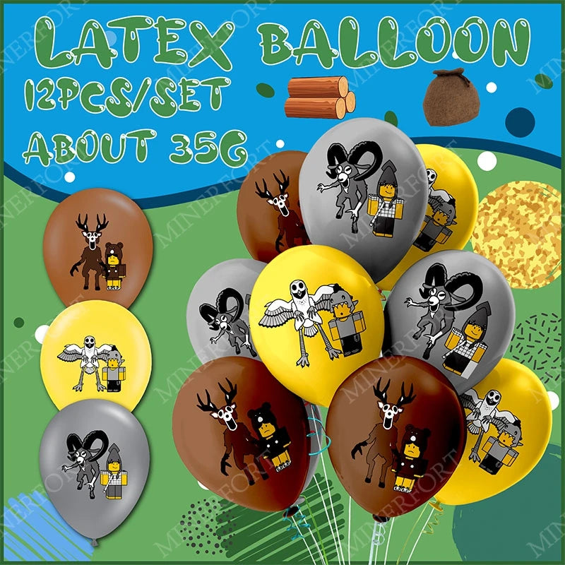 Kids Party Latex Balloons Set - Robot 99 Nights in the Forest Design, 12 Pack