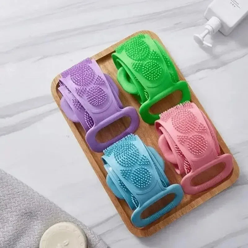 Silicone Back Scrubber Body Sponge Shower Brush Rubbing Massage Bath Belt