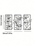 Iron Wall Art Decor 3-Piece Floral Metal Murals for Living Room Bedroom Home