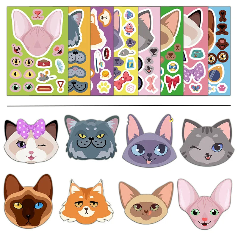 8PCS Cat Puzzle Collage Kit - Interactive DIY Cartoon Cat Art Set