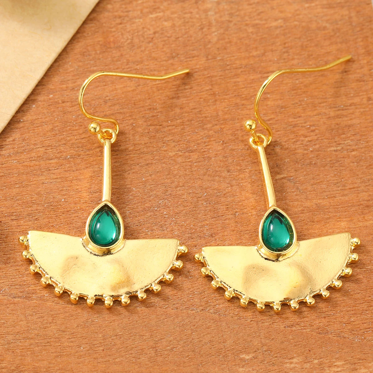 Bohemian Retro Water Drop Gem Dangle Earrings for Vacation & Party