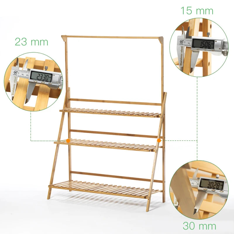 3-Tier Bamboo Plant Stand - Indoor Outdoor Flower Pot Shelf, Space Saving