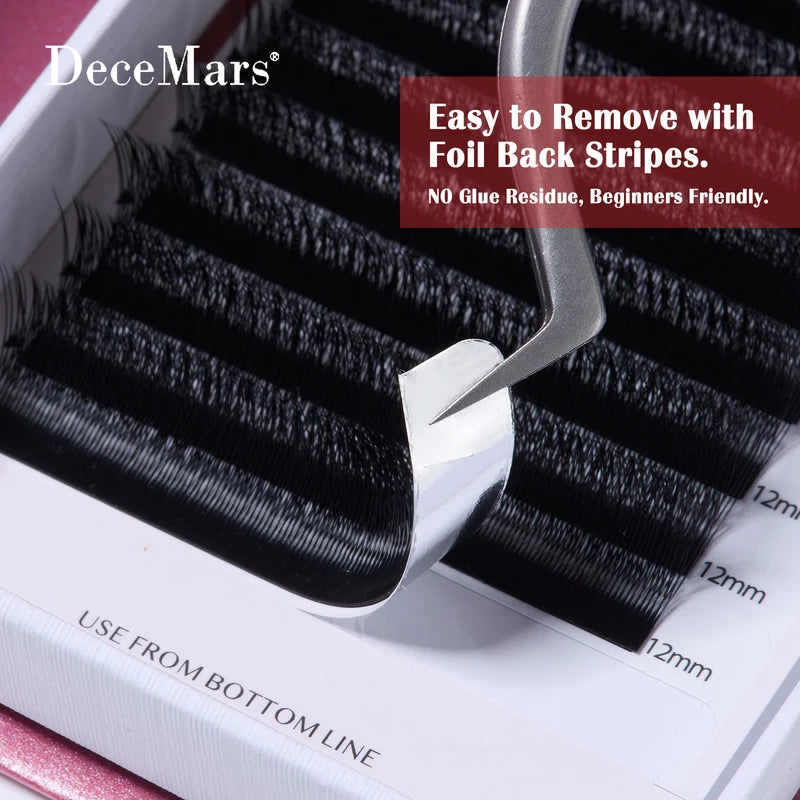 3D Eyelash Extension Tray - Matte Black V-Shaped Eyelash Fans 12 Rows