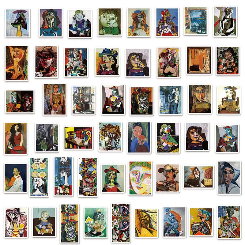 50PCS Waterproof Abstract Art Oil Painting Stickers for Scrapbooking Luggage & Skateboards