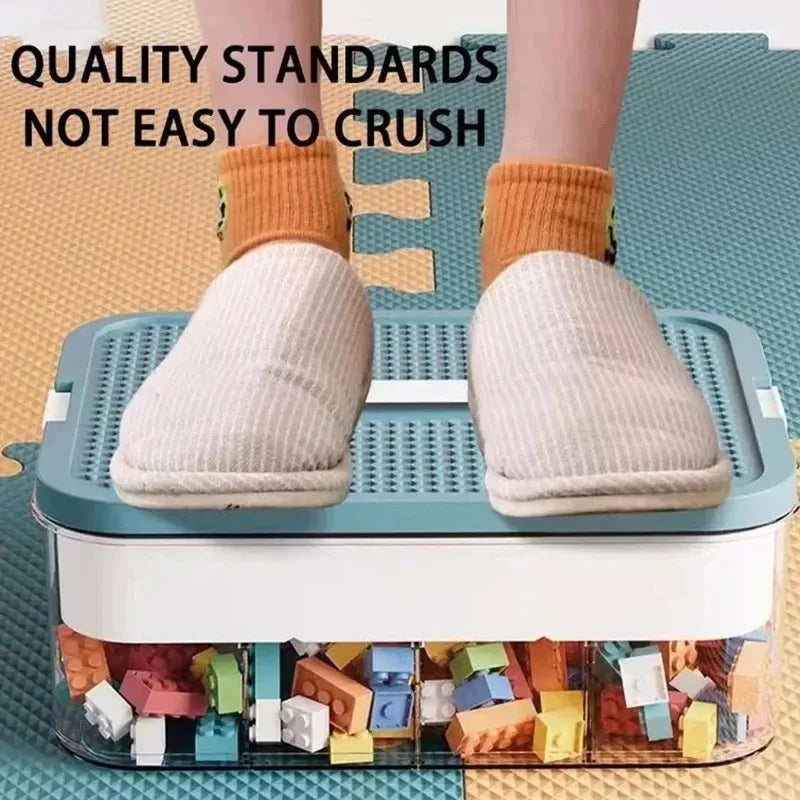 Kids Building Block Storage Box 2-Layer Adjustable Toy Organizer Container
