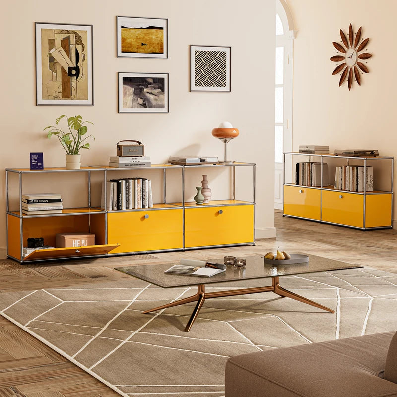Modern Metal Storage Cabinet with Adjustable Feet for Living Room & Office