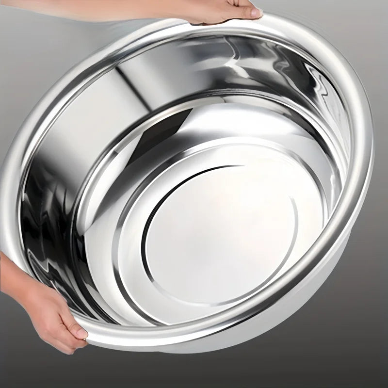 Large Capacity Metal Mixing Bowls Set - Stainless Steel Nesting Salad Bowls for Cooking