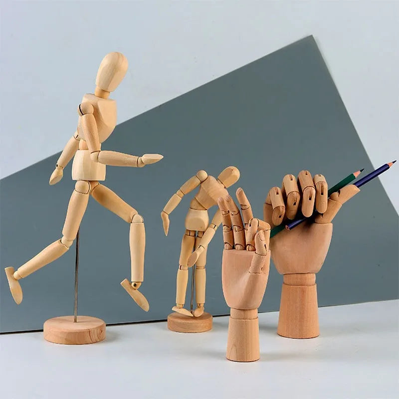 Artistic Wooden Sketch Mannequin with Movable Limbs for Drawing & Decoration