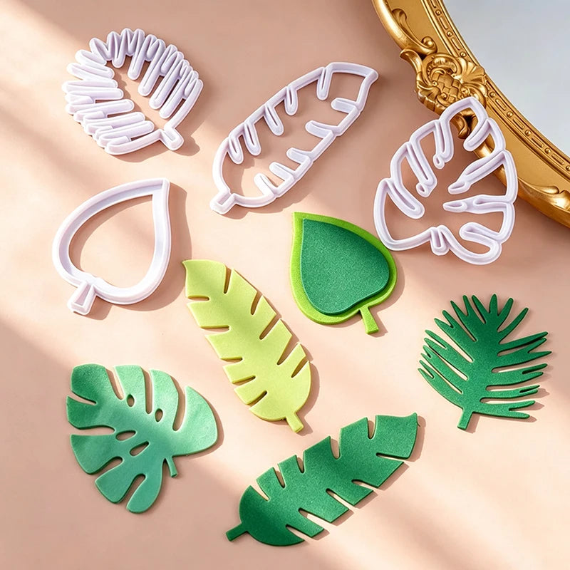 4-Piece Monstera Leaf Cake Decorating Cutter Set for Fondant & Gum Paste