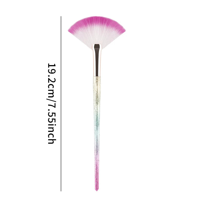 Practical Makeup Brushes Fan Set - Soft Portable Cosmetic Tools for Ladies & Girls