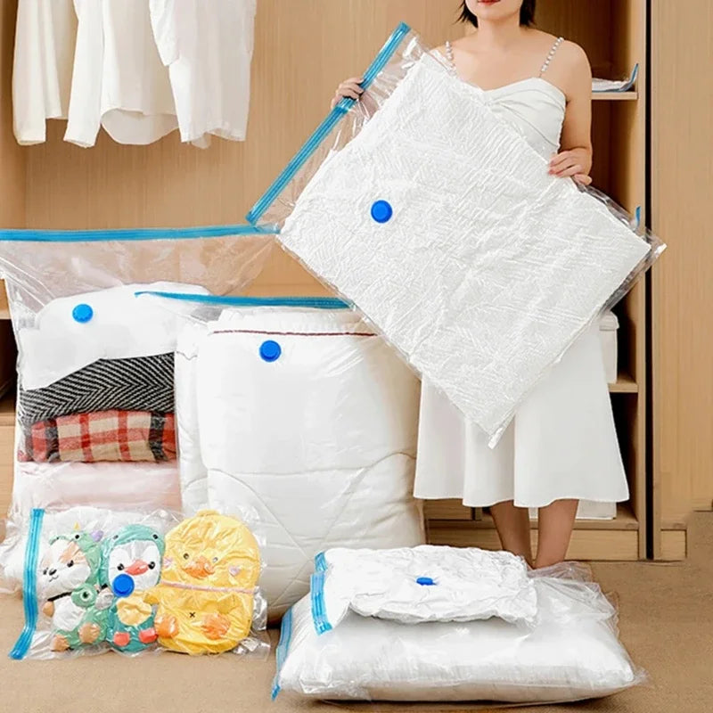 Reusable Vacuum Storage Bags for Clothes and Bedding Space Saving Travel Container
