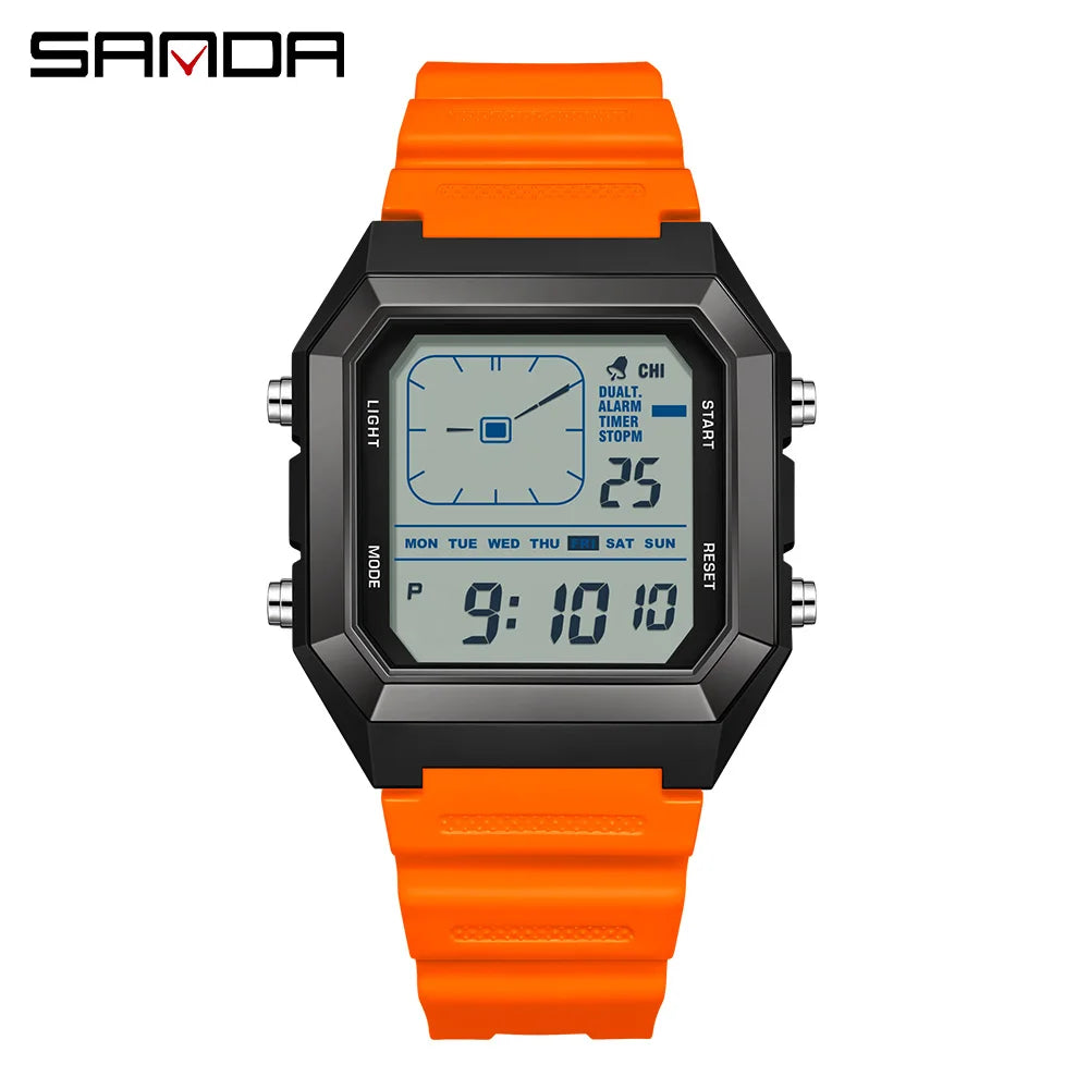Men's Digital LED Sports Watch Waterproof Alarm Clock with Chronograph