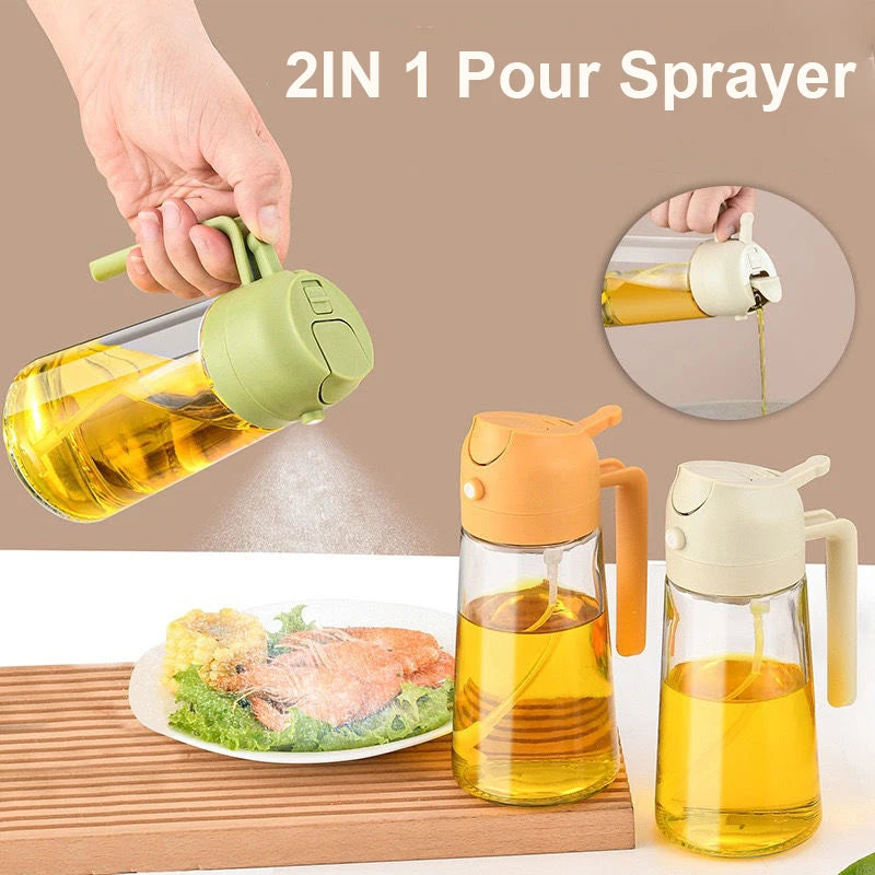 Dual-Function Oil Spray Bottle for Cooking and Baking, 500ml, Leak-Proof Kitchen Dispenser