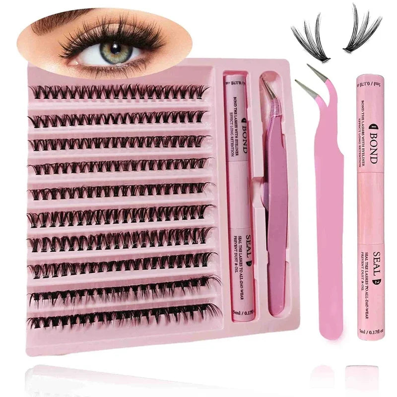 False Eyelash Clusters Set with Glue Seal & Applicator Kit for Natural Lash Extensions