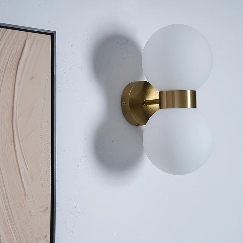 Milky White Ball Glass Wall Lamp - Modern Bedroom Wall Sconce for Living Room Decor