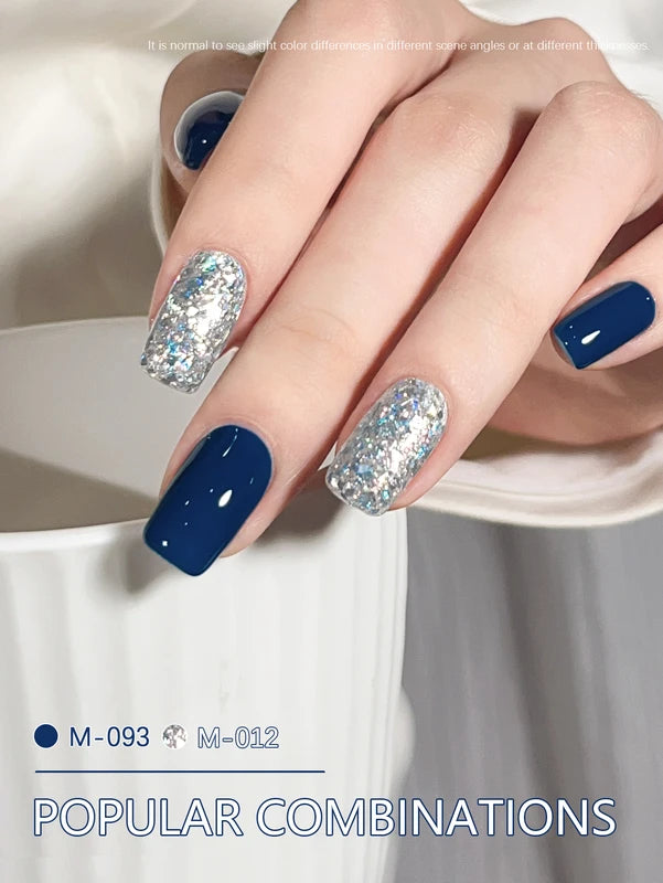 2Pcs 15ml Blue Gel Nail Polish Set - Semi-Permanent UV & LED Polish Kit