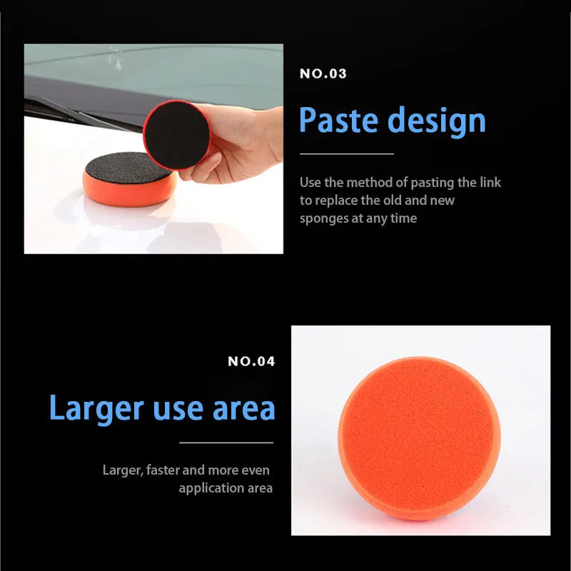 Car Polishing Pads Kit - 6 Multi-Functional Wash & Wax Sponges with Handle