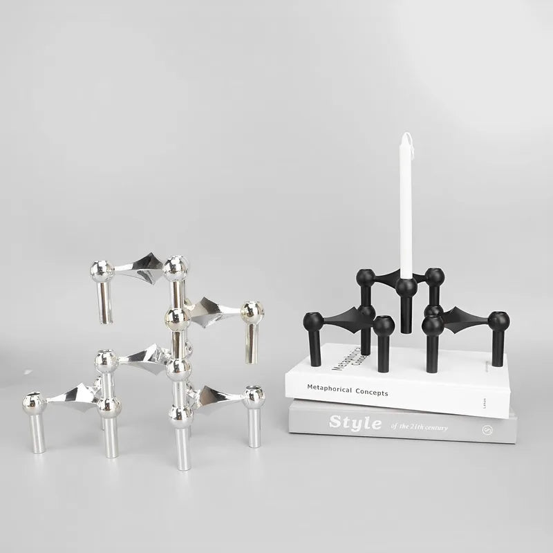 Nordic Steel Candlestick Holders Set for Living Room Decor - Small 10cm Candle Stands