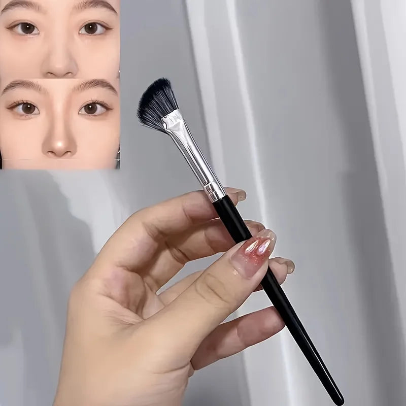 4-Piece Nose Contour Brush Set with Highlight and Eyeliner Brushes, Bevel Design