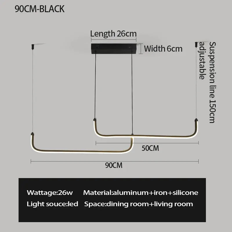 Modern Aluminum LED Pendant Light for Dining & Living Rooms - Adjustable Height