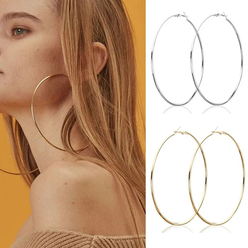 2-Pair Stainless Steel Hoop Earrings for Women Men - Fashion Jewelry Gift