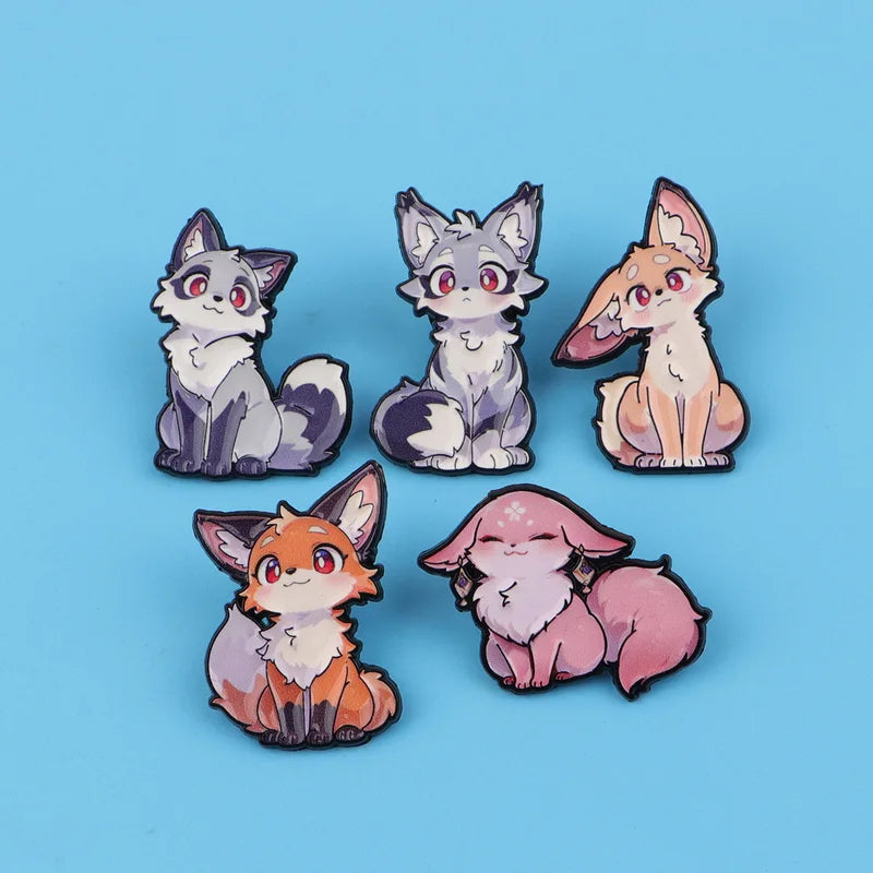 Colorful Fox Enamel Pins Cartoon Glass Style Brooches for Backpack Animal Gifts