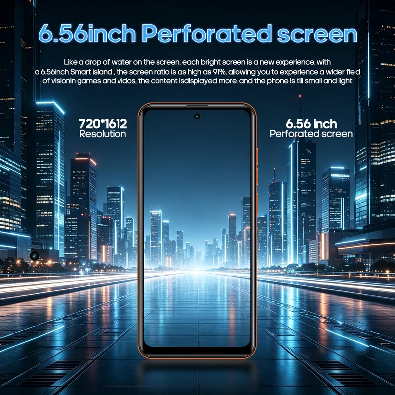 Android Smartphone with 8GB RAM 512GB Storage 6.56-Inch HD Display 24+48MP Camera