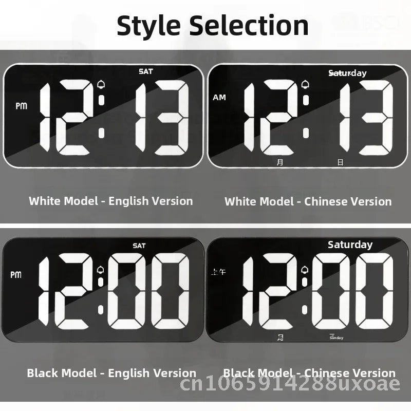 Large Screen Digital Wall Clock with LED Alarm - Modern Minimalist Home & Living Room Decor