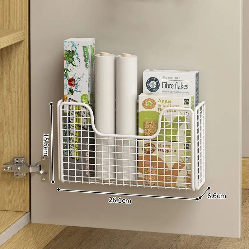 Punch-Free Wall-Mounted Kitchen & Bathroom Storage Rack for Cabinets