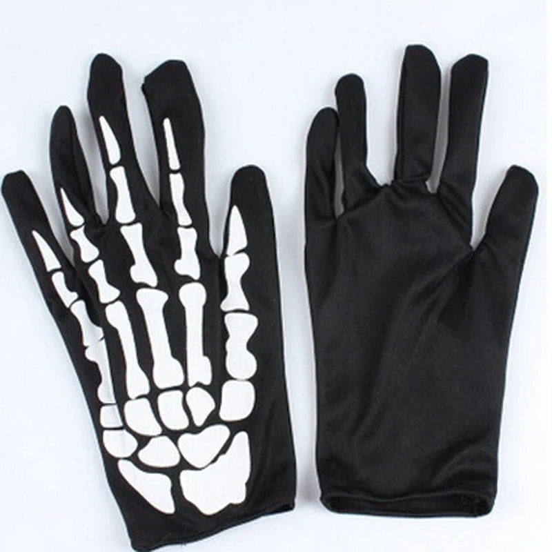 Halloween Claw Gloves Black and White Skull Ghost Costume Props
