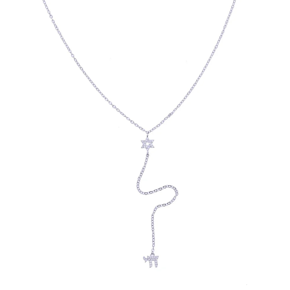 Hamsa Hand Jewelry Necklace Sign of Life Amulet CZ Charm Religious Pendant