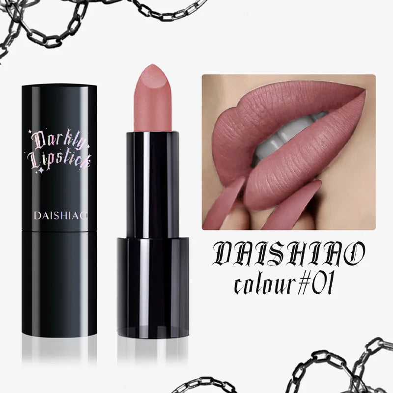 Long-Lasting Waterproof Matte Lipstick - Dark Night, Purple & Orange Shades