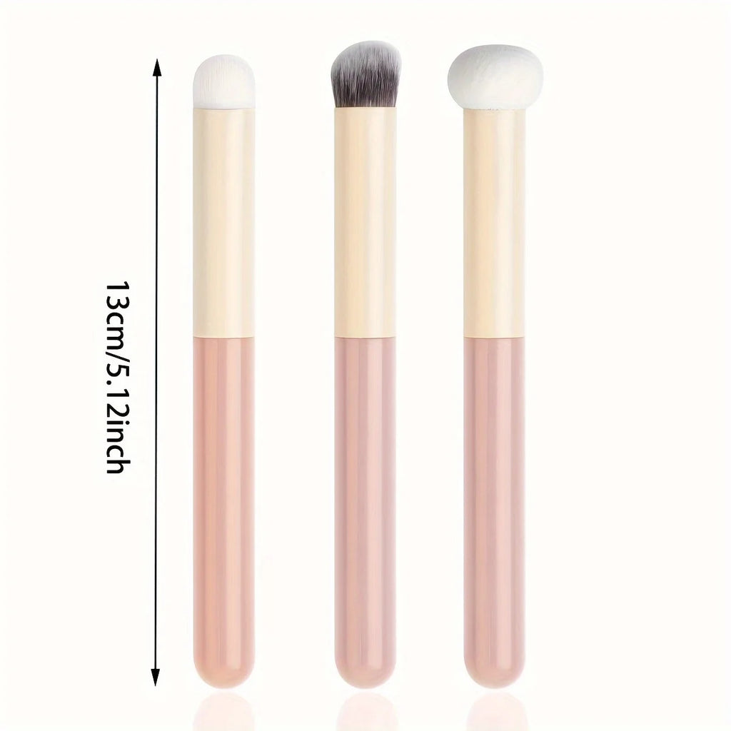 3Pcs Soft Mushroom Makeup Brush Set with Concealer Lipstick and Powder Sponges