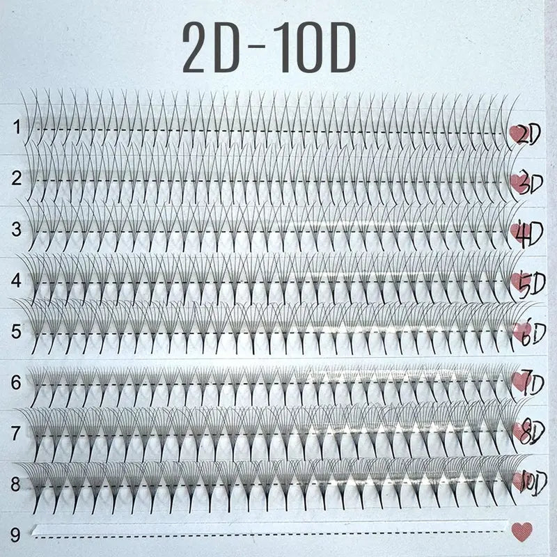 Premade Volume Lash Fans 8-15mm for Eyelash Extensions - 3D/6D/8D/10D Sharp Narrow Fans