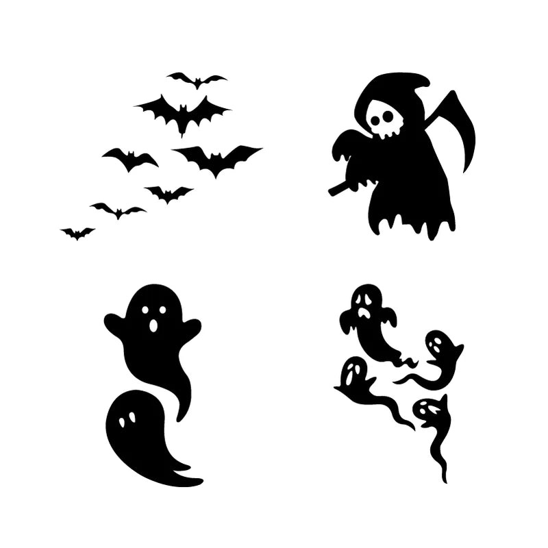 Halloween Ghost and Bat Vinyl Car Rearview Mirror Decals - Spooky Car Accessories