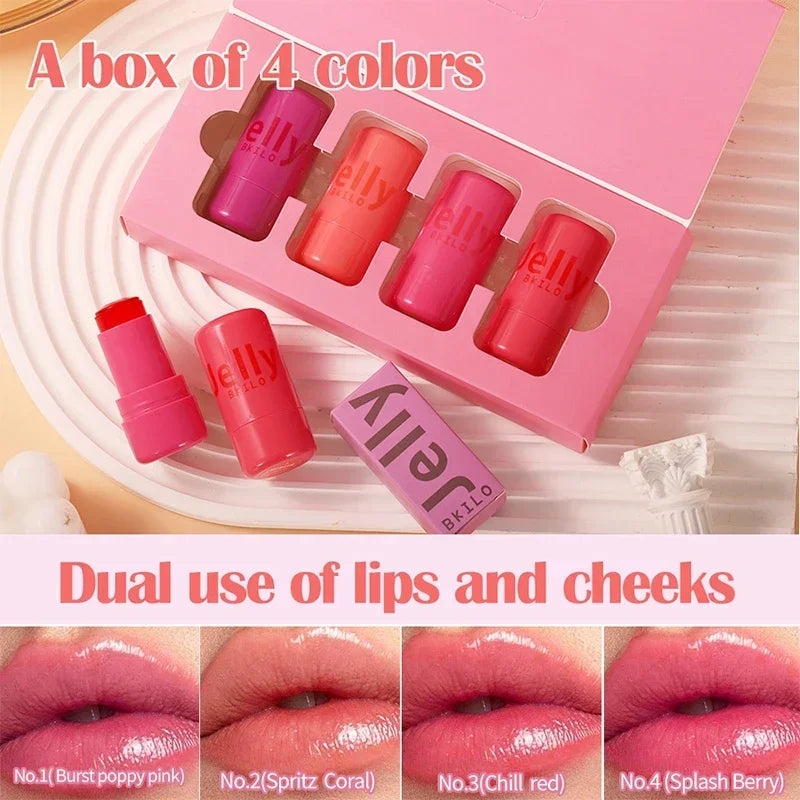 3-in-1 Jelly Cheek Blush Tint Set - Long Lasting Moisturizing Lip & Face Makeup