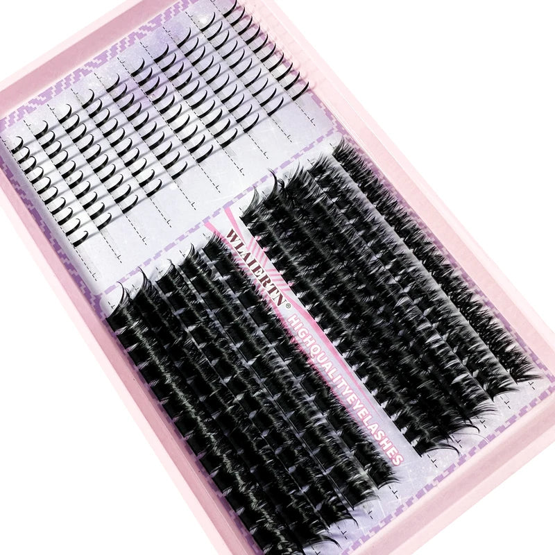 DIY 3D Volume Eyelash Extensions Kit Clusters Spikes Lash Individuals - Black & Red