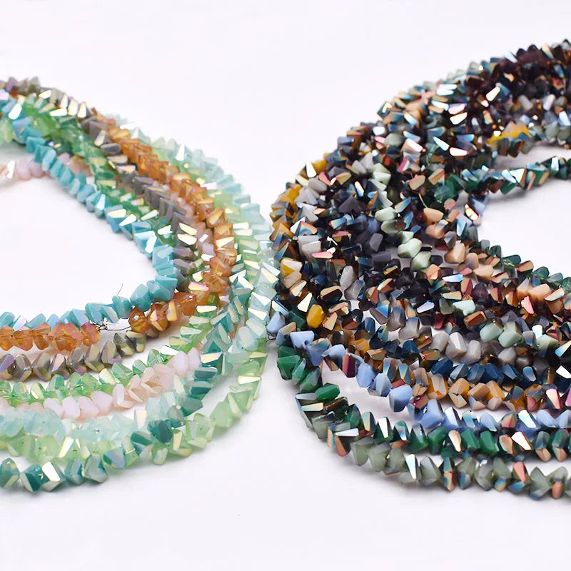 Faceted Triangle Glass Beads for Jewelry Making - Loose Crystal Spacer Beads