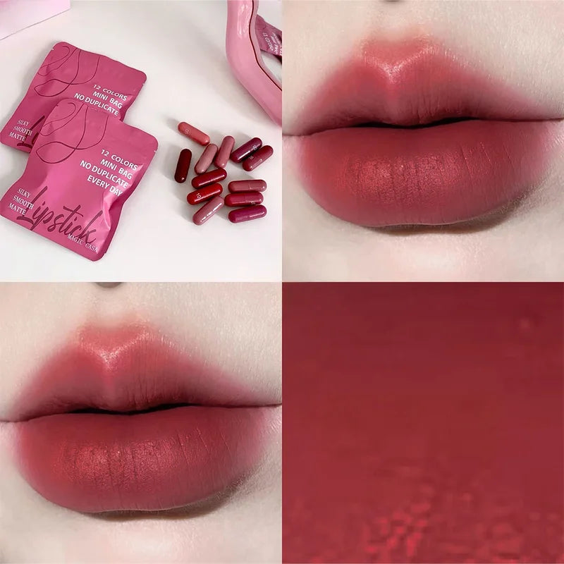 12 Color Matte Lipstick Set - Long Lasting Non-Fading Lip Balm for Women