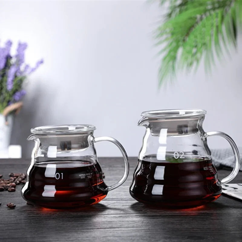 Hand Brew Coffee Carafe with Lid - Clear Glass, Multiple Sizes, Cloud Shape