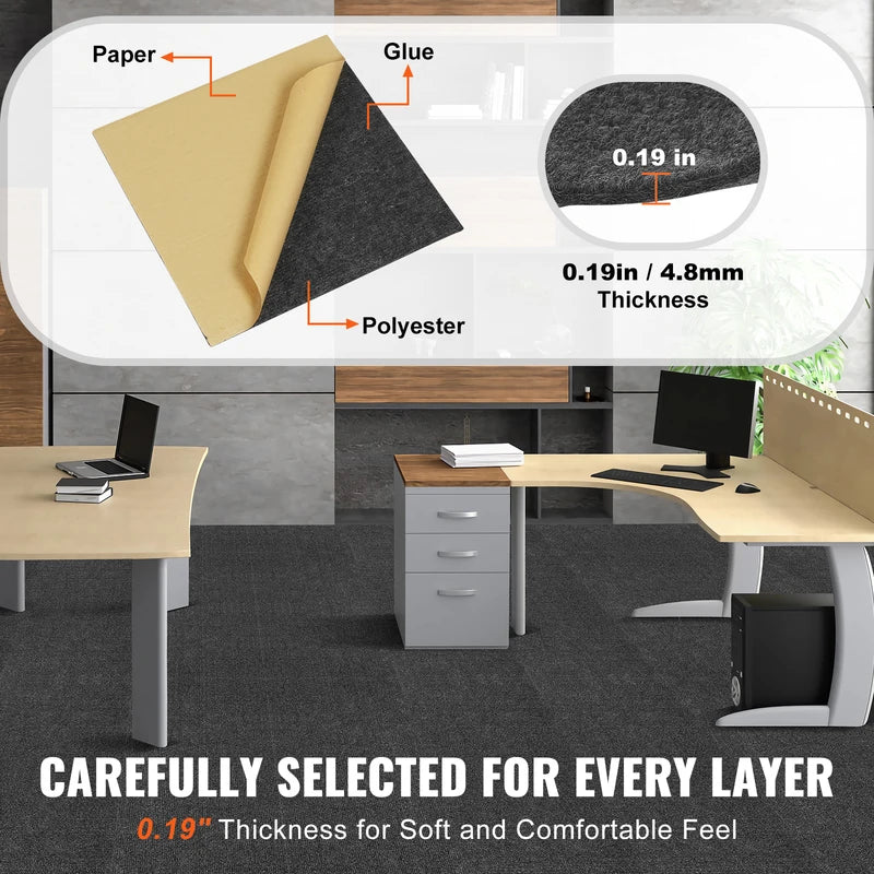 Peel & Stick Carpet Tiles - Self-Adhesive Modular Floor Tiles for Indoor Outdoor Use