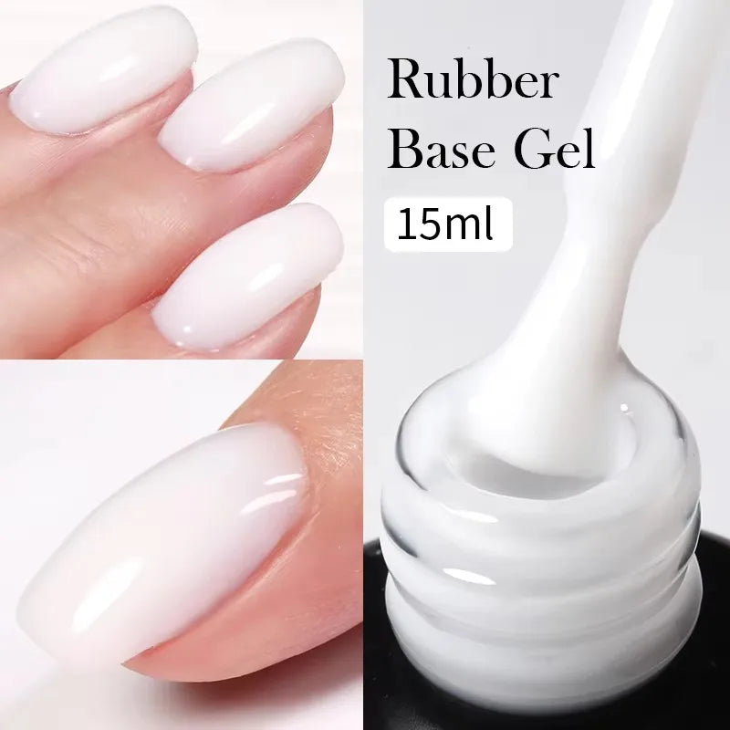 Milky Jelly Rubber Base Gel for Gel Nails 15ml - Self-Leveling, Soak Off Nude Color