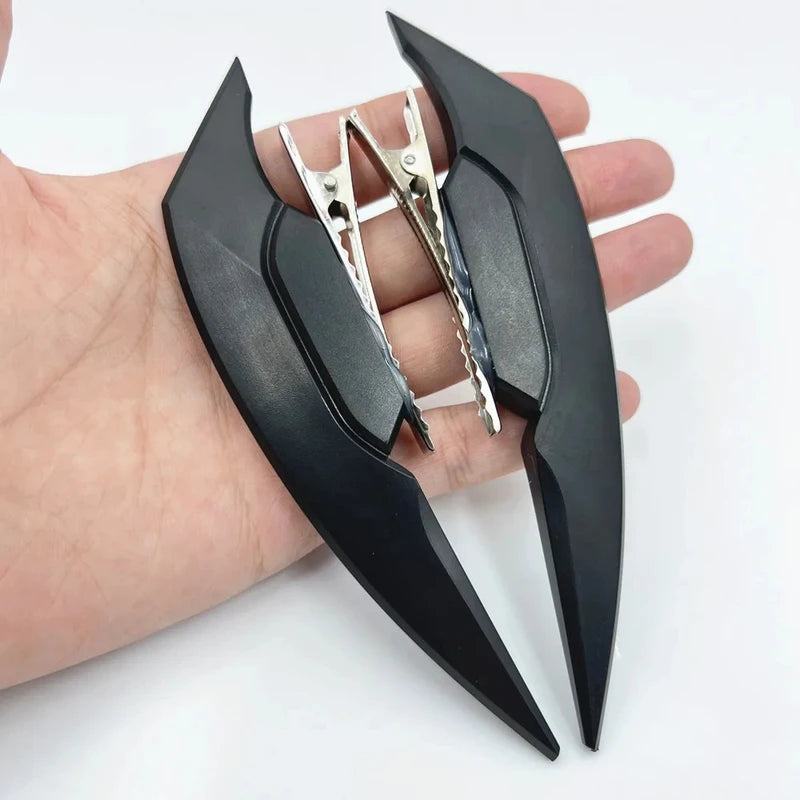 Cyberpunk Gothic PVC Hair Clips for Girls - Halloween Carnival Headwear 1 Pair